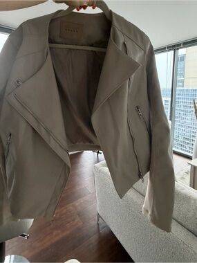 Blank NYC Taupe Leather Moto Jacket